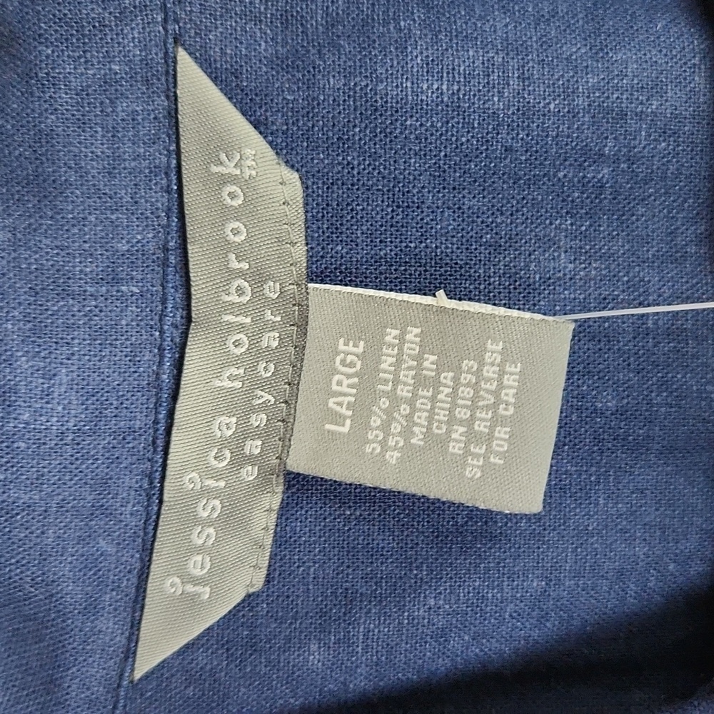 NWT Women's Blue Linen Blend Jacket by Jessica Holbrook size L - Picture 2 of 6